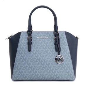 Michael Kors Lg Ciara Satchel Pale BL/Navy